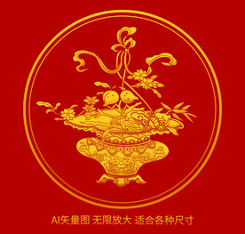 如意福寿桃吉庆纹