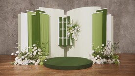 清新白绿婚礼su模型