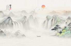 新中式意境山水水墨画