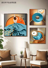 现代抽象艺术光影美女几何装饰画