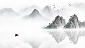新中式山水水墨画