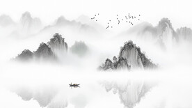 新中式山水水墨画