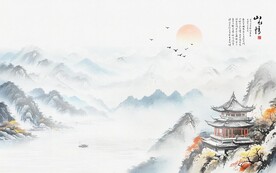 新中式水墨山水电视背景墙