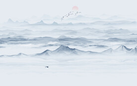 禅意水墨山水画