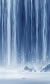 瀑布山水画玄关装饰壁画