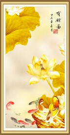 金色荷花装饰画