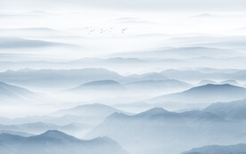 新中式水墨山水沙发背景墙