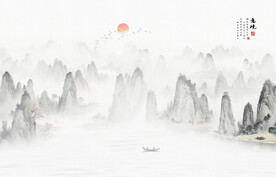 意境水墨山水画