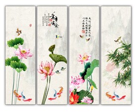 荷花条屏