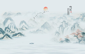 山水情背景墙
