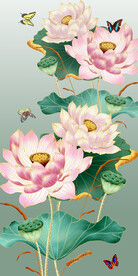 荷花新中式入户玄关装饰画