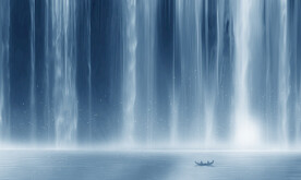 流水生财瀑布背景墙