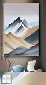 现代简约轻奢山水风景油画装饰画