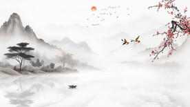 水墨江南山水画