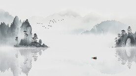 禅意水墨山水装饰画