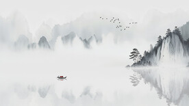 中国风意境山水水墨画
