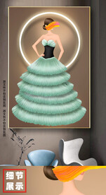 现代轻奢时尚美女客厅光影装饰画