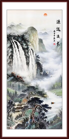 竖幅国画瀑布