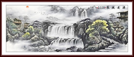 山水国画瀑布