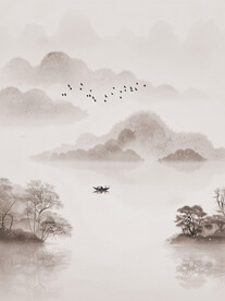 中式水墨山水画