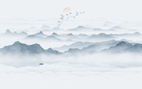 抽象山水水墨画