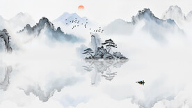 简约山水画意境山水画