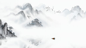 禅意书房水墨画