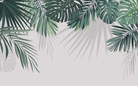 淡雅热带植物丛林室内植物背景墙