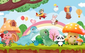 卡通动物游乐园背景图片
