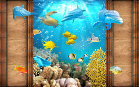 3D立体海底世界海洋馆背景墙