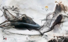 中式意境山水背景装饰画