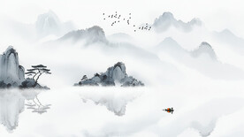 新中式水墨画山水画