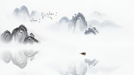 新中式山水画意境水墨