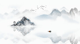 新中式山水画背景墙