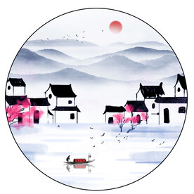 江南水乡水墨画