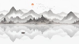 中式山水背景墙