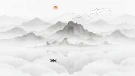 新中式山水背景墙壁画