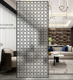 高清分层黑白棱形线条屏风打印图