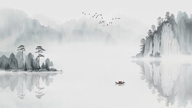 国画山水背景墙