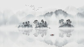 中式山水国画屏风