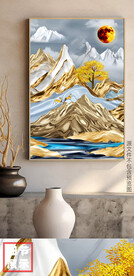 现代简约轻奢富贵金山烁金装饰画