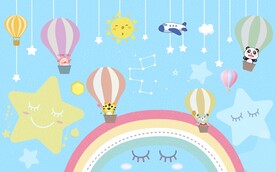 可爱卡通气球儿童背景墙
