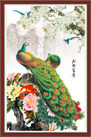 孔雀牡丹图