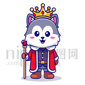 可爱卡通国王狼王皇帝