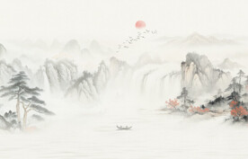 禅意水墨山水画