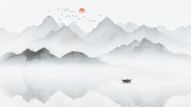 新中式水墨山水背景墙