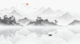 新中式山水背景墙