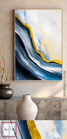 现代简约蓝色金箔抽象艺术装饰画