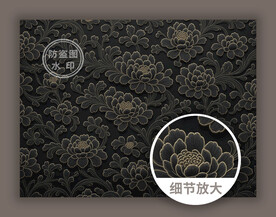 黑色华丽古典花纹底纹图案