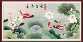 荷花鲤鱼图 